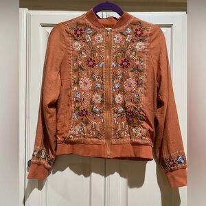 Saints and Secrets Tan Bomber Jacket